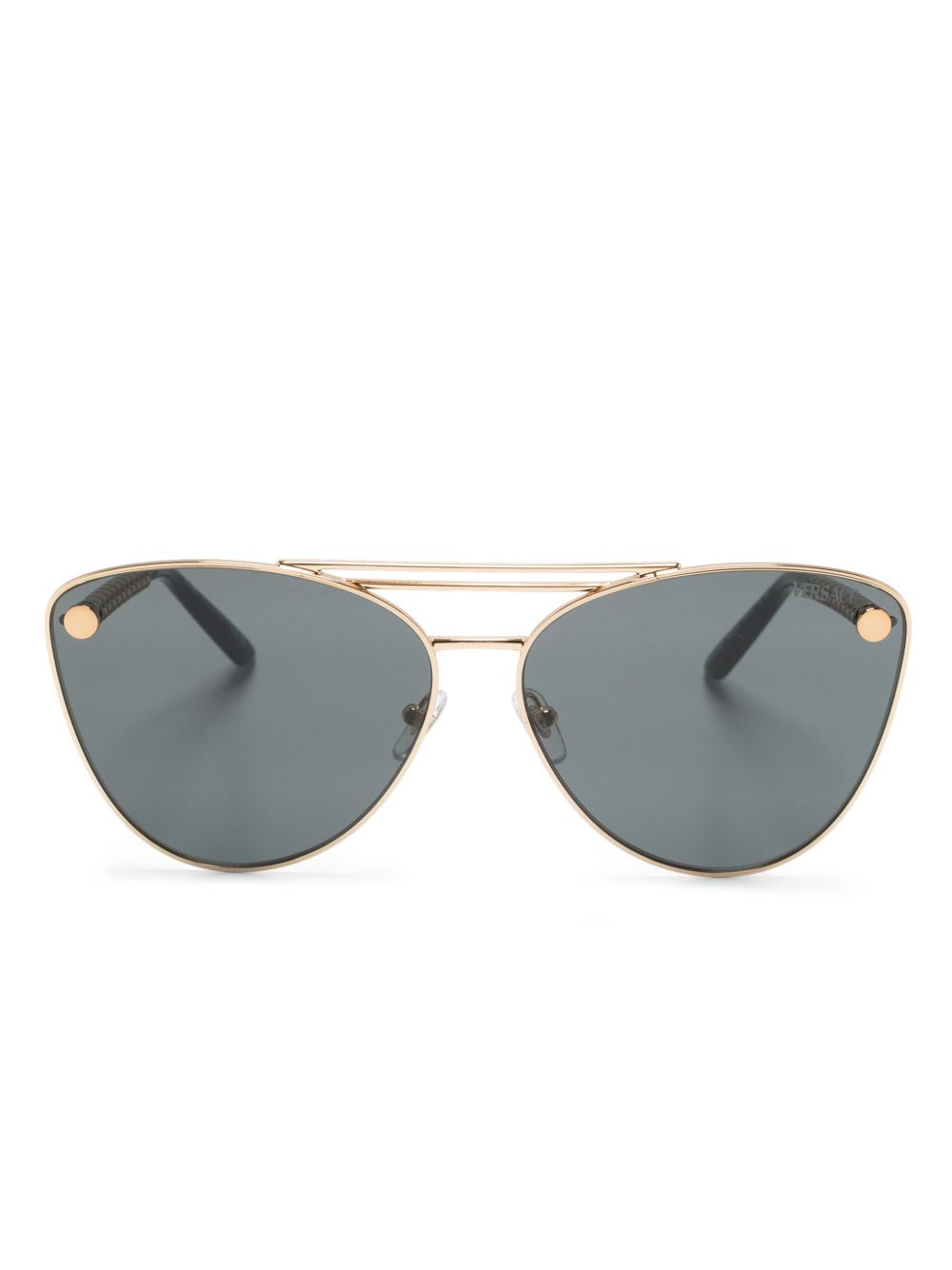 Versace Eyewear Tubular Greca 猫眼框太阳眼镜 - 金色