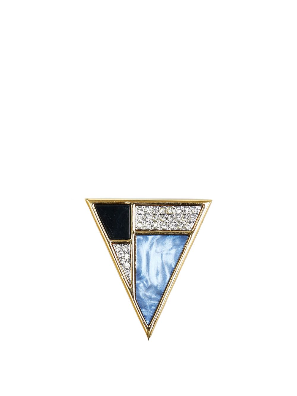 Saint Laurent Pre-Owned 2010-2023 Gold Plated Triangle Rhinestones costume brooch - 金色
