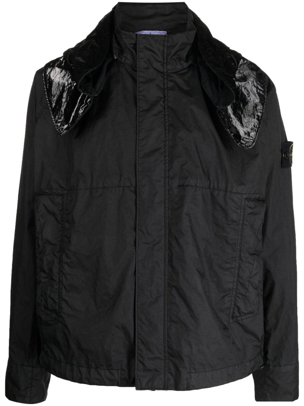 Stone Island 抽绳连帽夹克 - 黑色