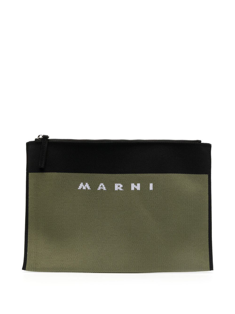 Marni logo提花手拿包 - 绿色