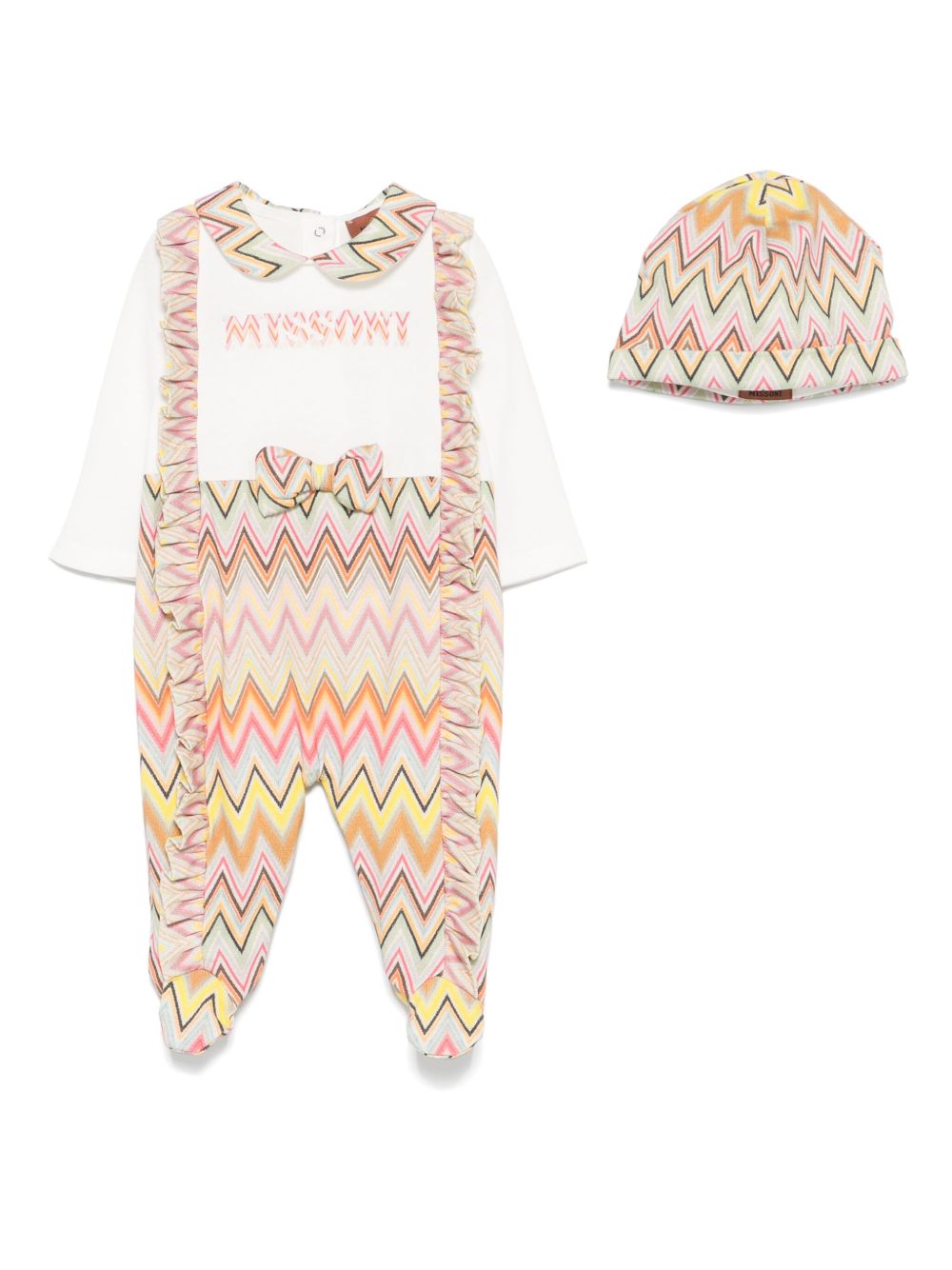 Missoni Kids Z字形图案印花连体睡衣 - 粉色