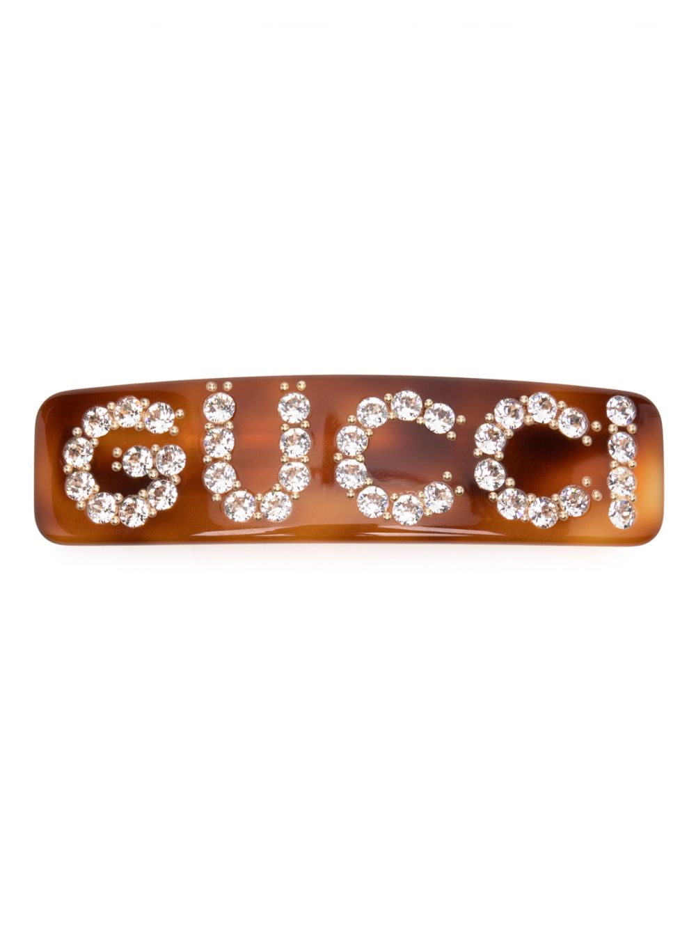Gucci 晶饰logo单个发夹 - 褐色