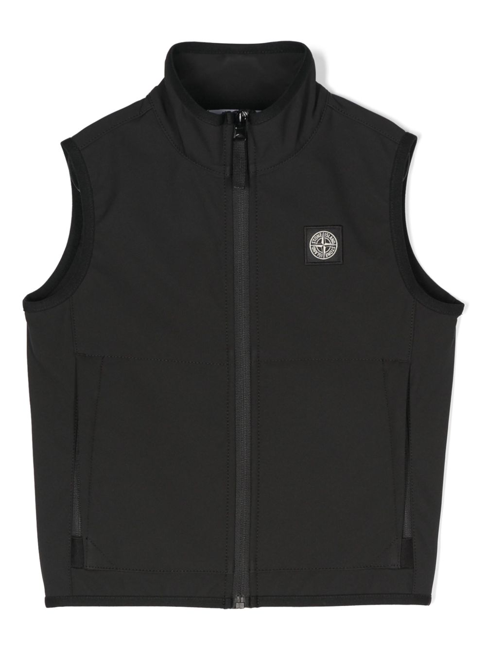 Stone Island Junior 标贴软壳面料马甲 - 黑色