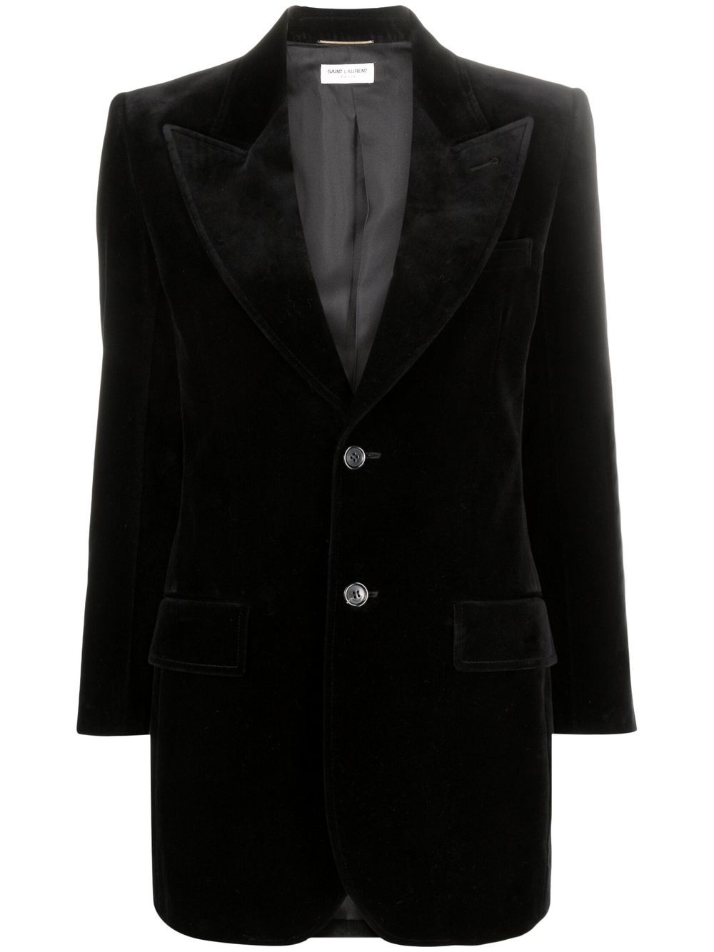 Saint Laurent 丝绒单排扣西装夹克 - 黑色