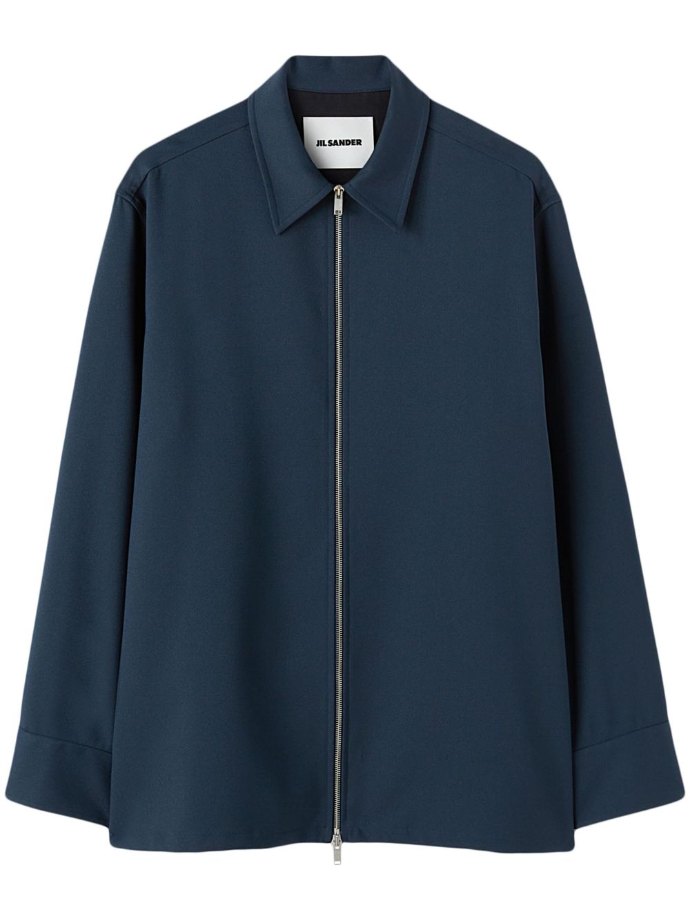 Jil Sander 拉链绉纱纹理衬衫 - 蓝色
