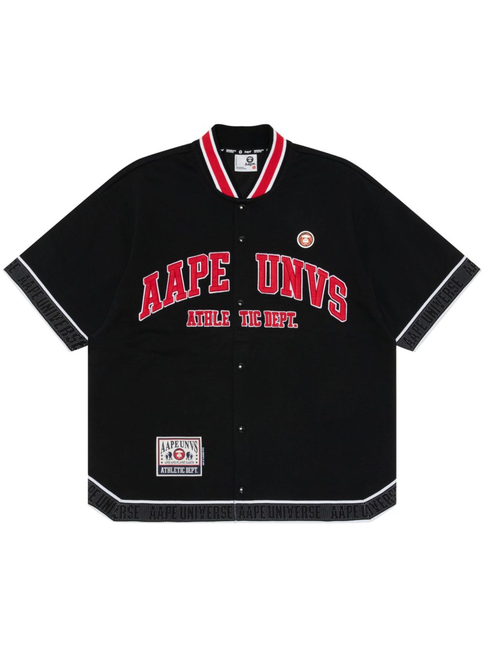 AAPE BY *A BATHING APE® logo条纹滚边衬衫 - 黑色