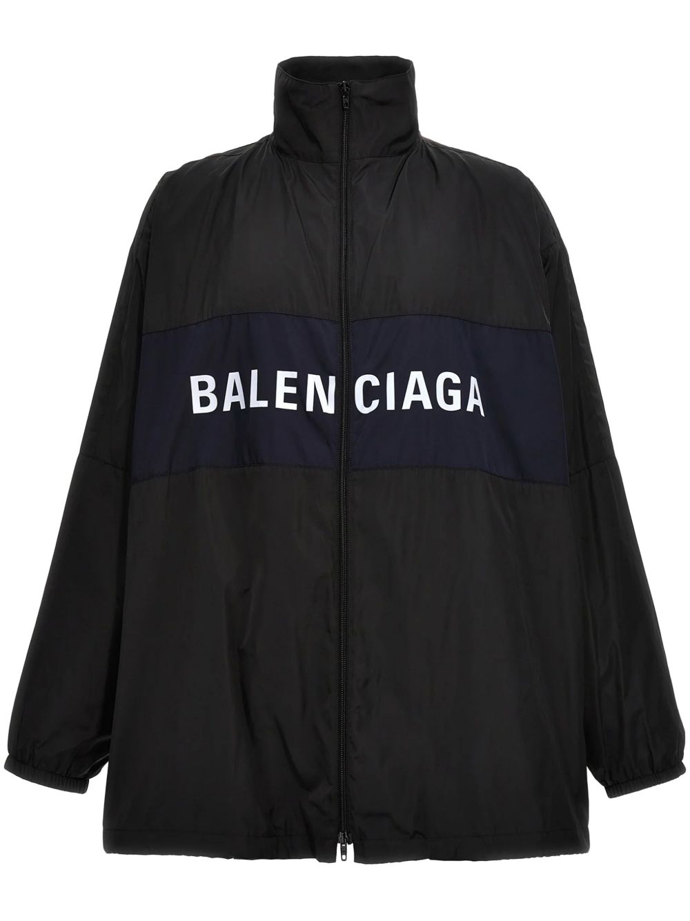 Balenciaga logo印花拉链防风衣 - 黑色