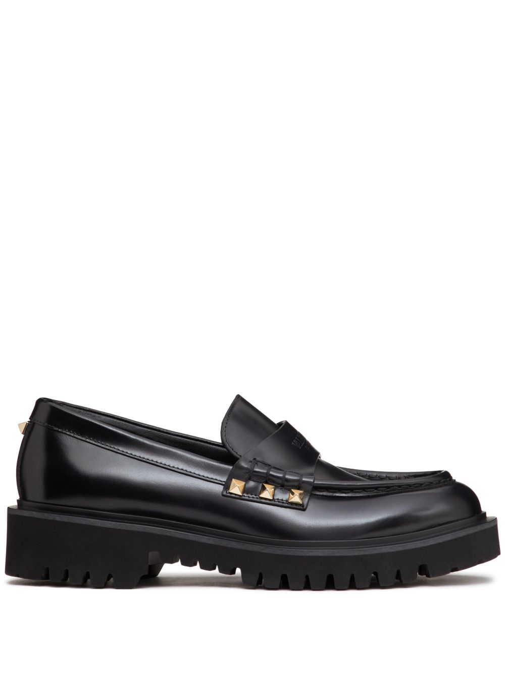 Valentino Garavani Rockstud 皮质乐福鞋 - 黑色