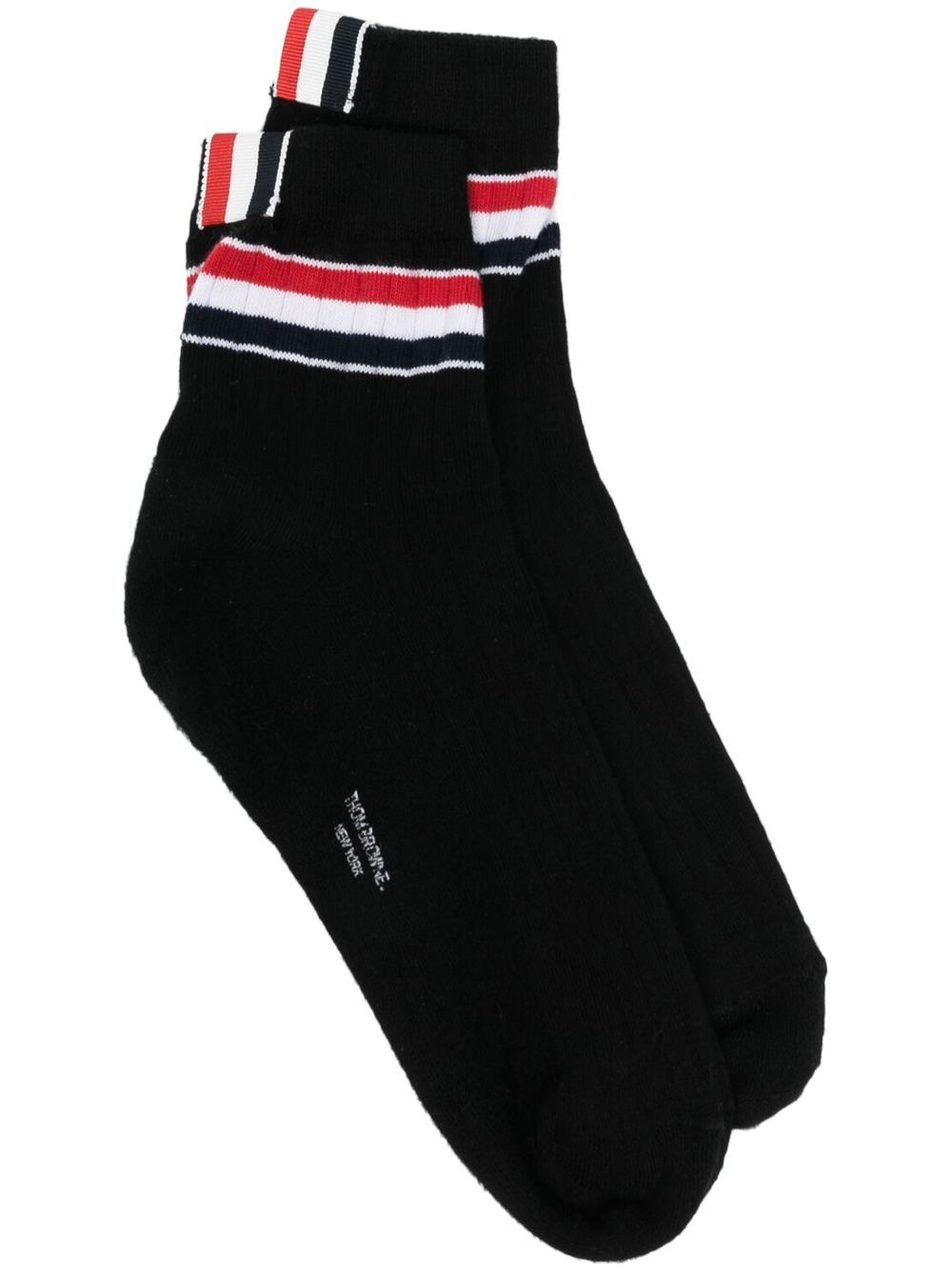 Thom Browne 条纹罗纹针织袜 - 黑色