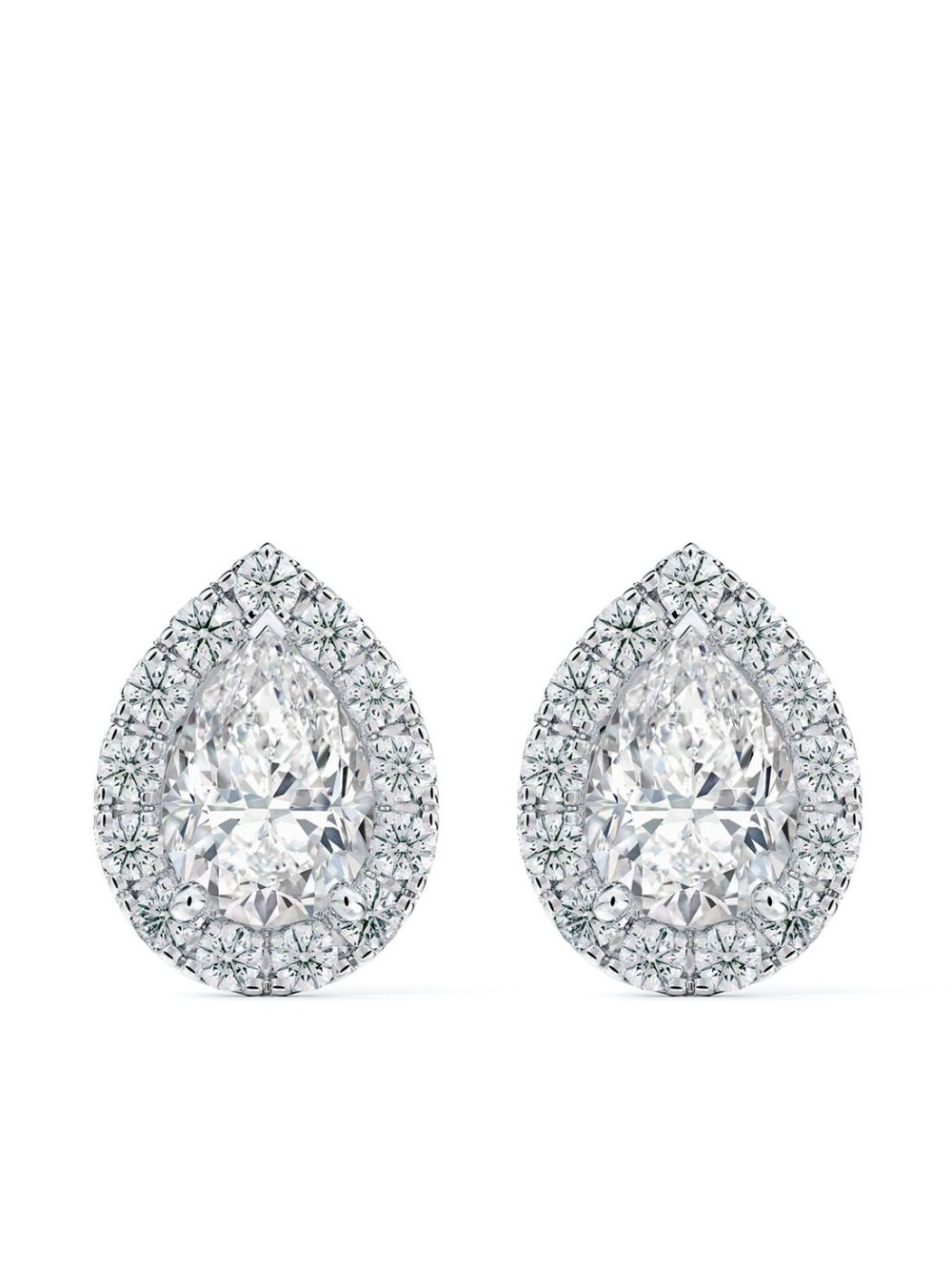 De Beers Jewellers Aura Solitaire 18K白金钻石耳钉 - 银色