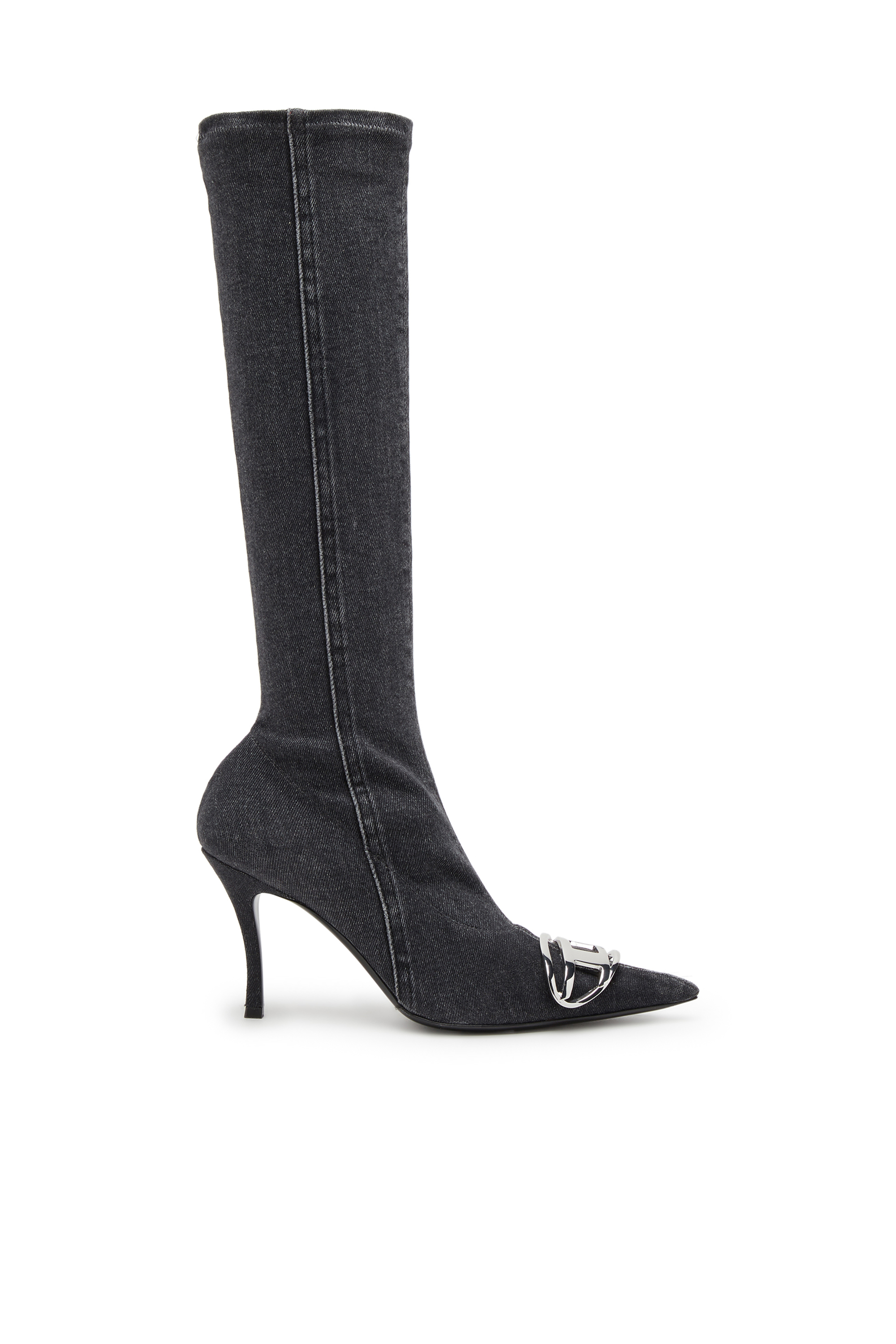 Diesel - D-Venus-Knee-high boots in stretch denim - Boots - Woman - Black