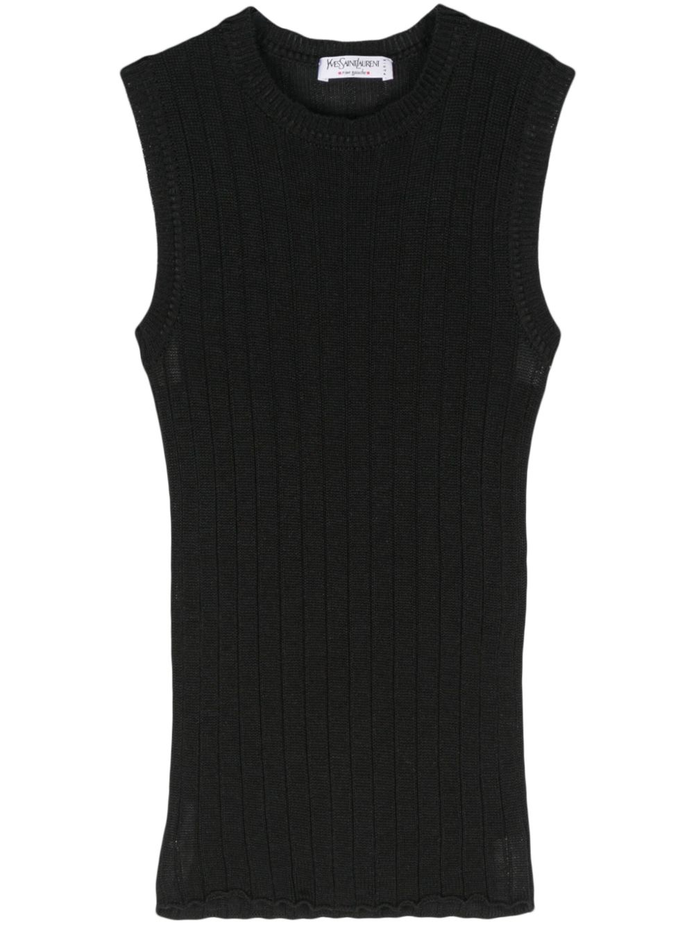 Saint Laurent Pre-Owned 罗纹针织坦克背心（1990年代典藏款） - 黑色