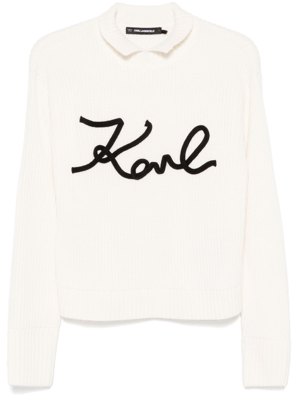 Karl Lagerfeld Soutache Karl Signature 毛衣 - 白色