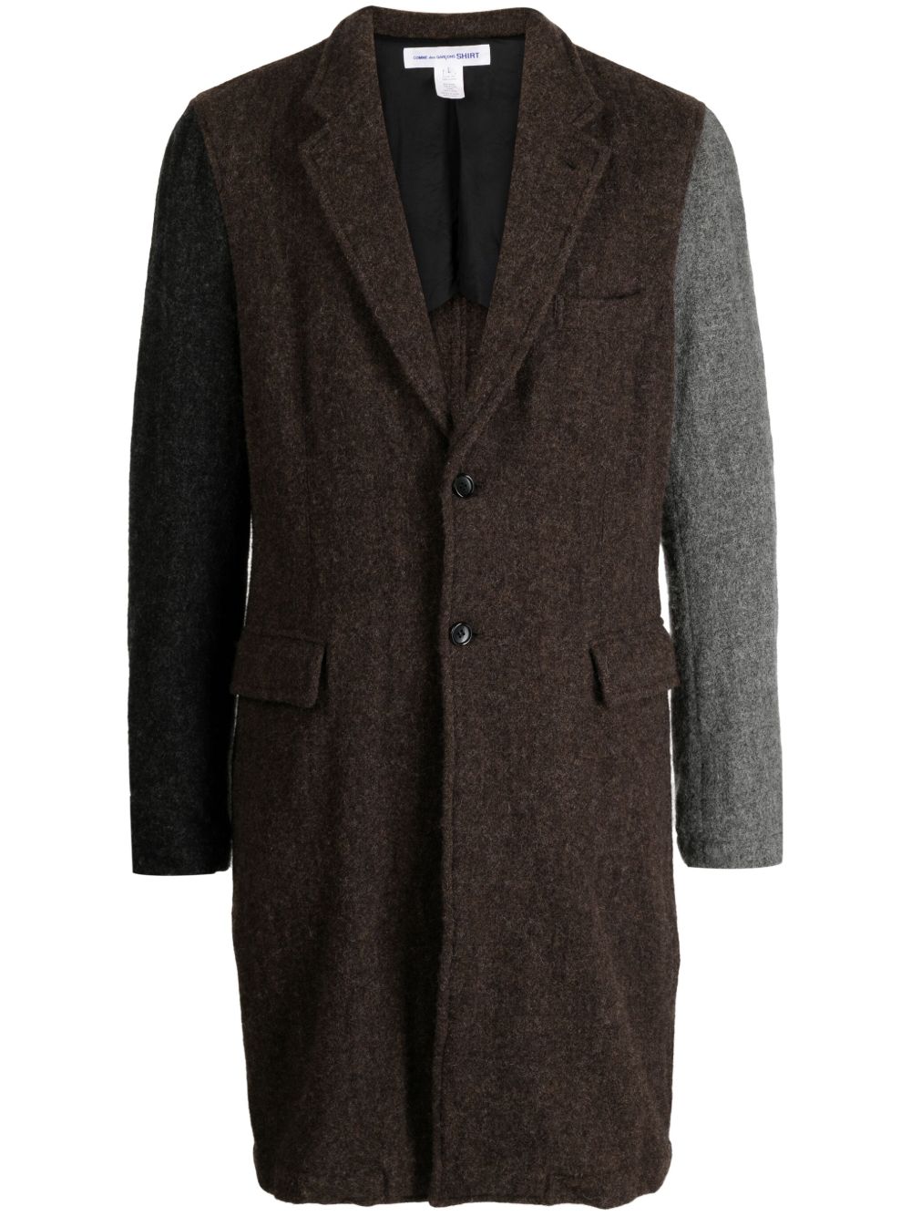 Comme Des Garçons Shirt colour-block single-breasted coat - 褐色
