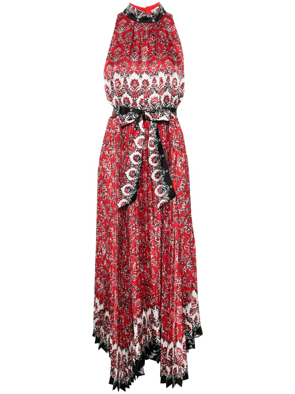 alice + olivia Mertie 缎面超长连衣裙 - 红色