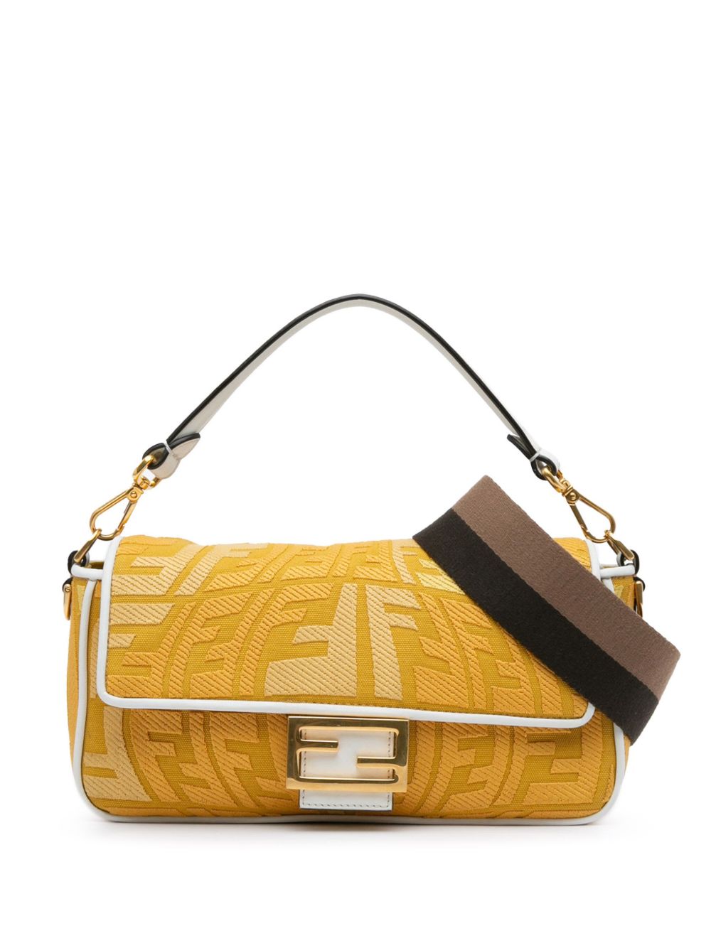 Fendi Pre-Owned Sarah Coleman FF Fisheye Baguette 帆布斜挎包（2021年典藏款） - 白色
