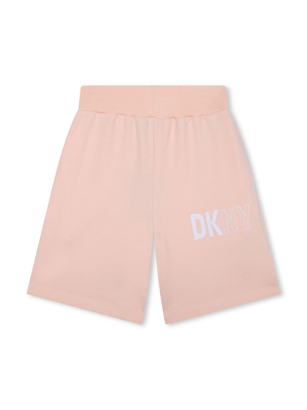 Dkny Kids logo印花棉运动短裤 - 粉色