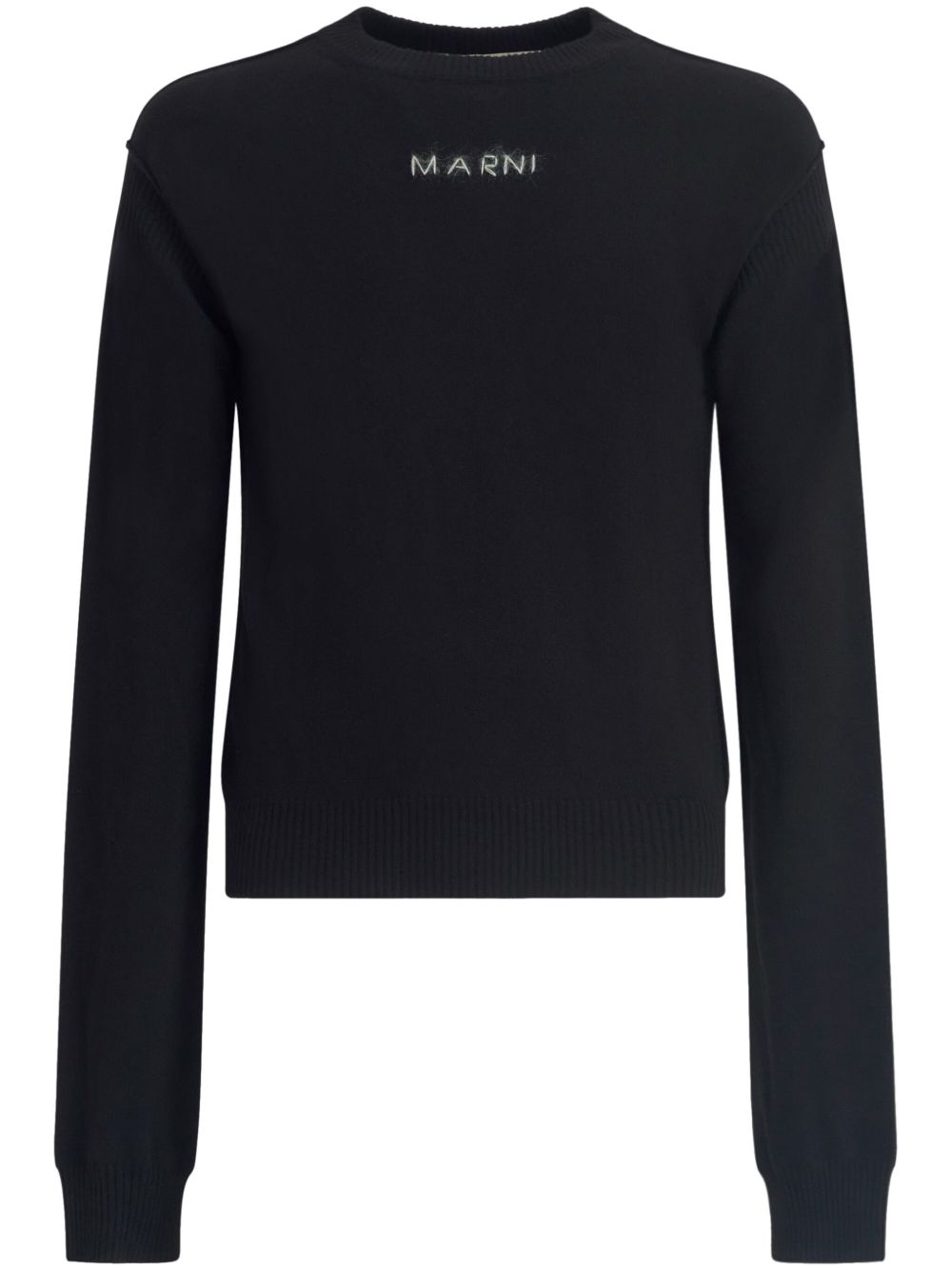 Marni logo刺绣毛衣 - 黑色