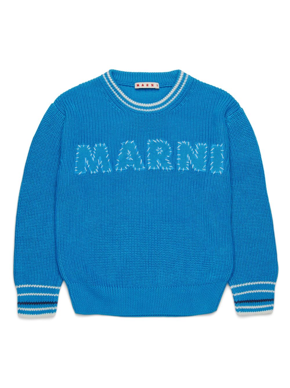 Marni Kids logo刺绣卫衣 - 蓝色