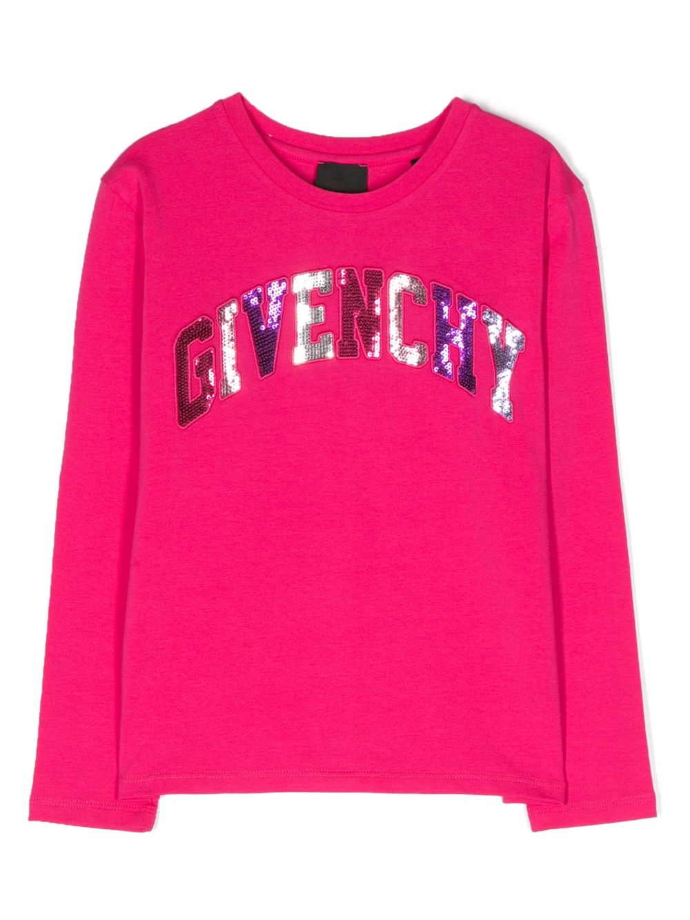 Givenchy Kids 亮片logo短袖T恤 - 粉色