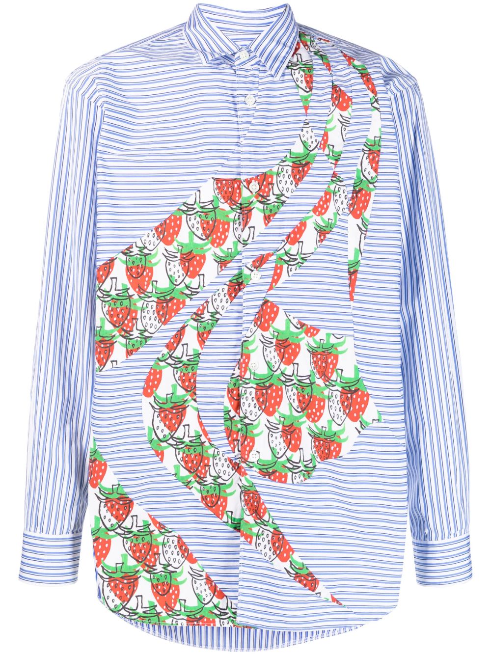 Comme Des Garçons Shirt 图案印花棉衬衫 - 蓝色