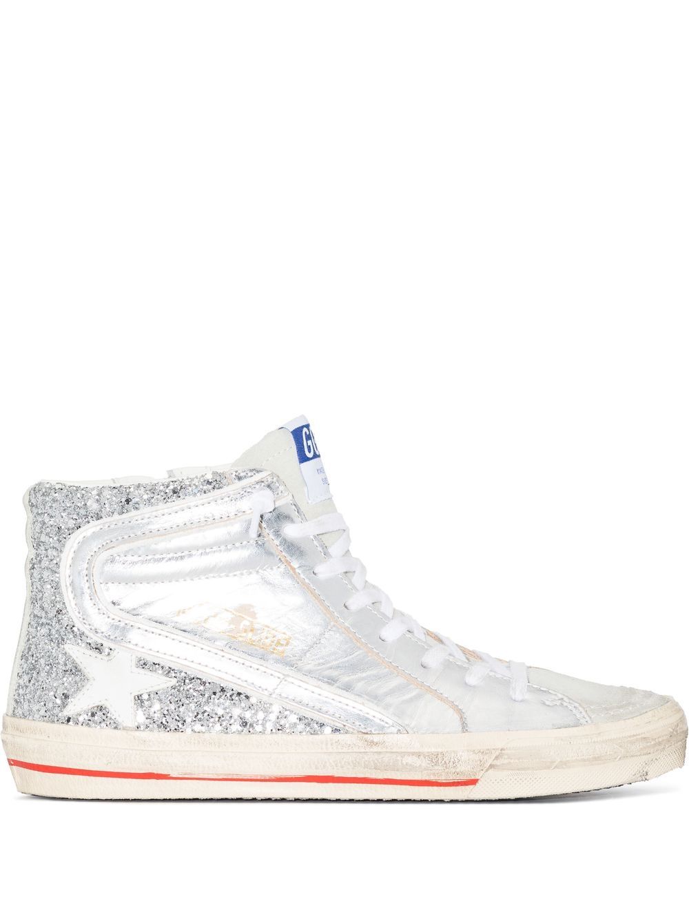 Golden Goose 标贴系带运动鞋 - 银色