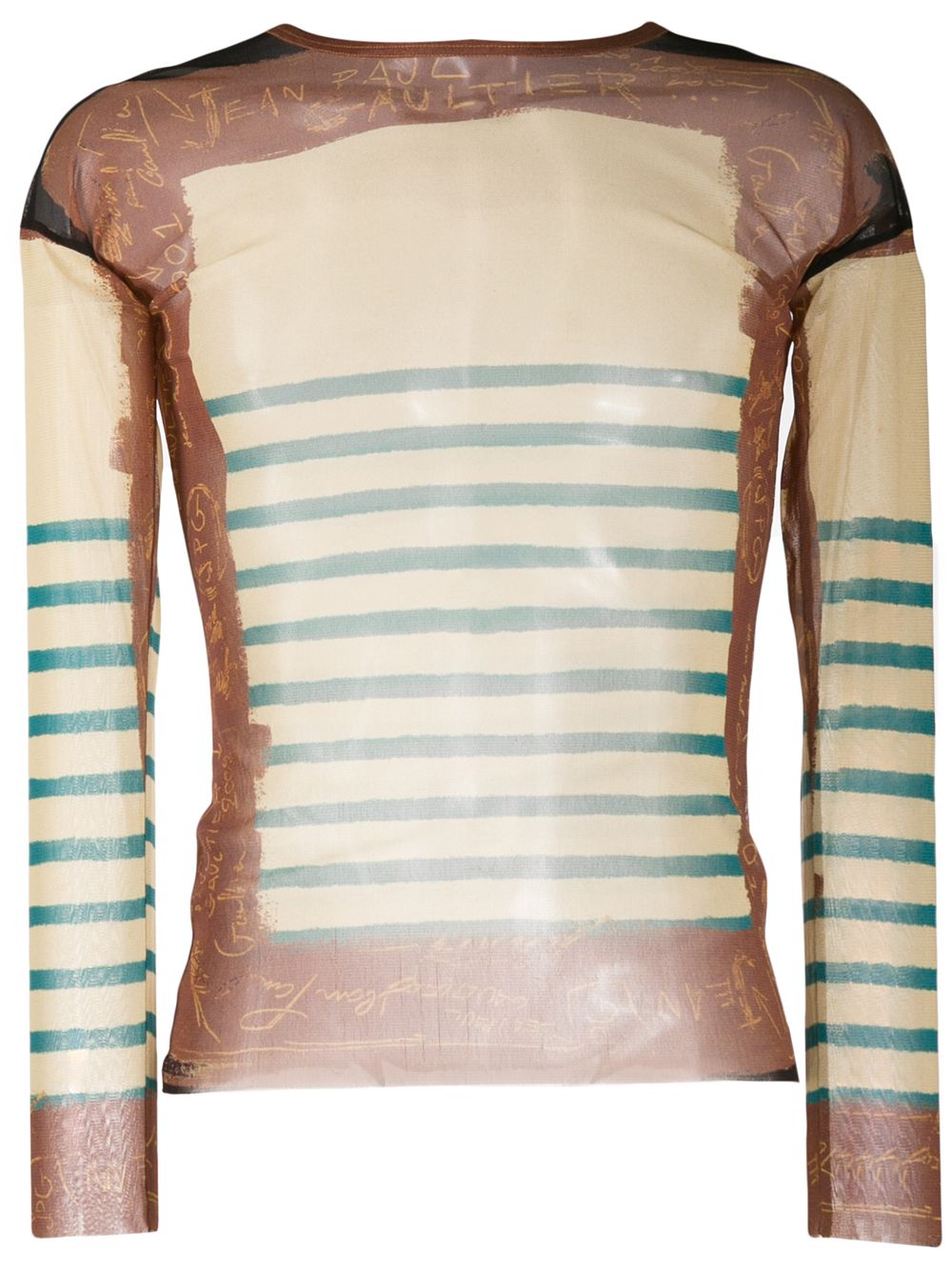 Jean Paul Gaultier Pre-Owned 条纹半透明上衣 - 褐色