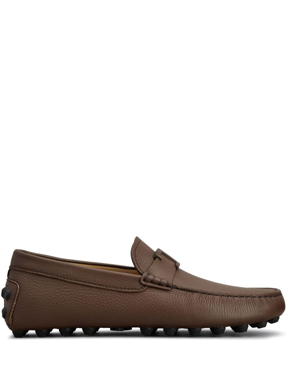 Tod's T logo皮质乐福鞋 - 褐色