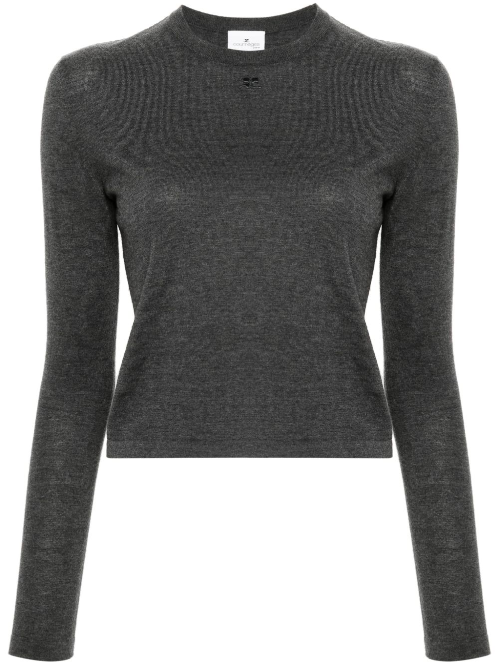 Courrèges logo刺绣密织毛衣 - 灰色