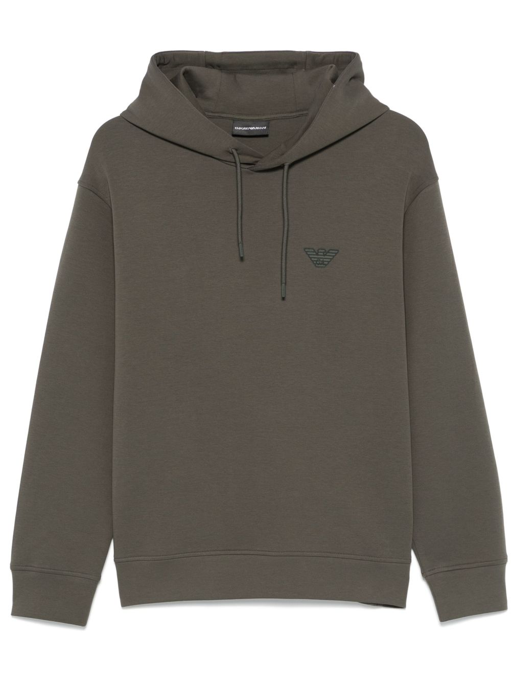 Emporio Armani 植绒logo连帽衫 - 绿色