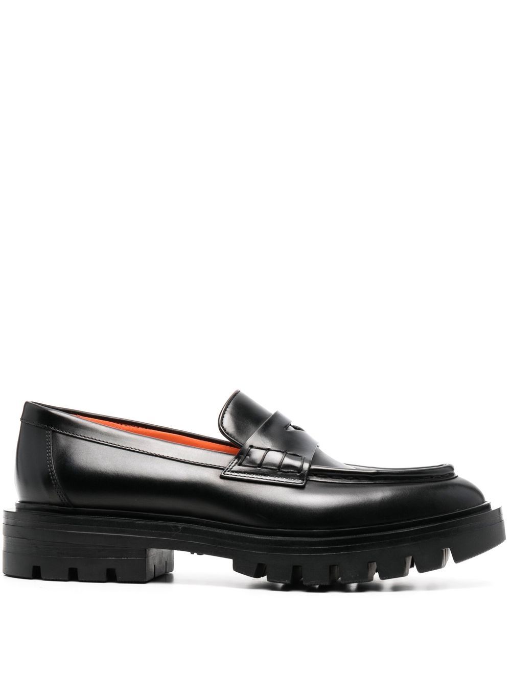 Santoni 抓地橡胶鞋底乐福鞋 - 黑色