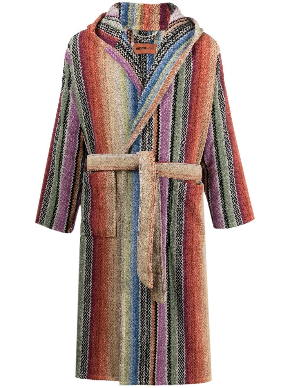 Missoni Home Archie Z字形图案连帽睡袍 - 紫色