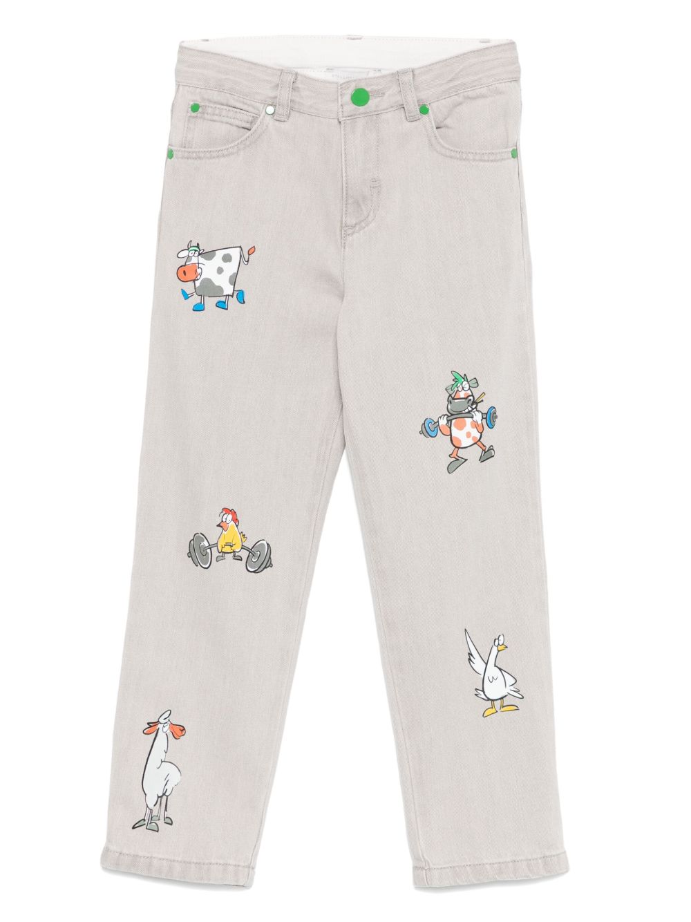 Stella McCartney Kids 卡通印花牛仔裤 - 灰色