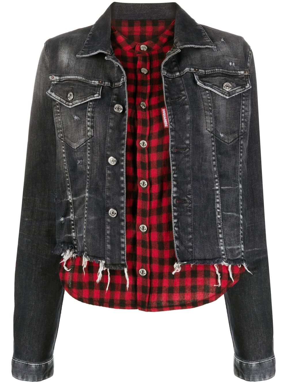 DSQUARED2 D2次方 衬衫拼接牛仔夹克 - 灰色
