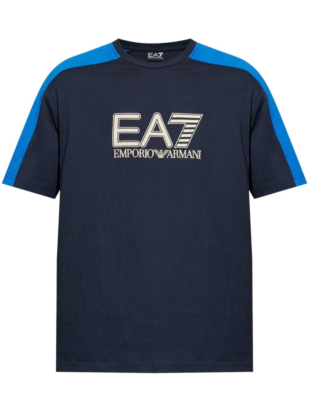 Ea7 Emporio Armani logo刺绣T恤 - 蓝色