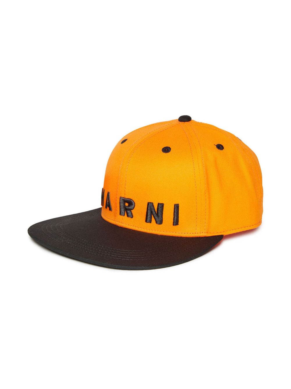 Marni Kids logo刺绣棉棒球帽 - 橘色