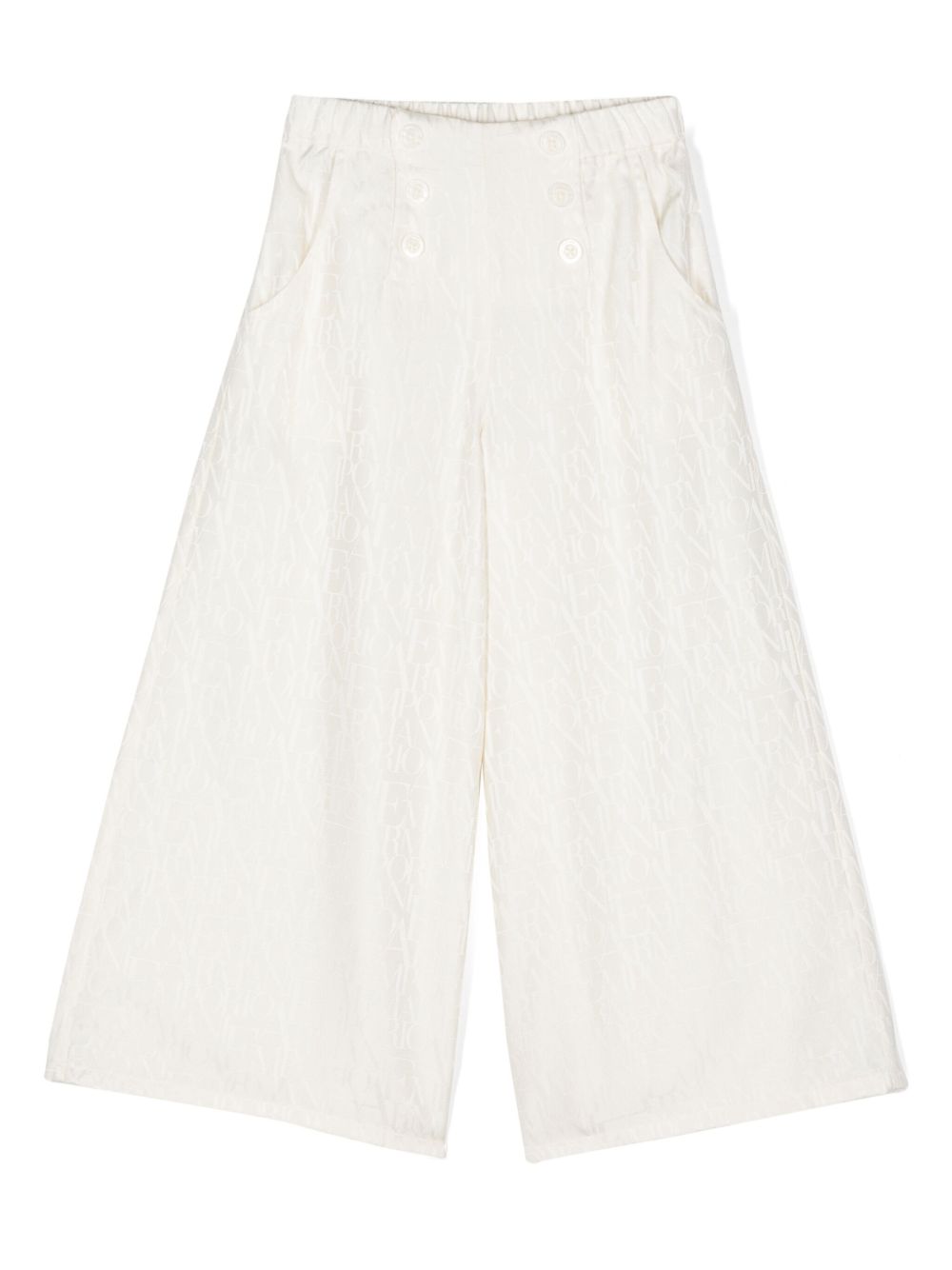Emporio Armani Kids 提花logo阔腿裤 - 中性色