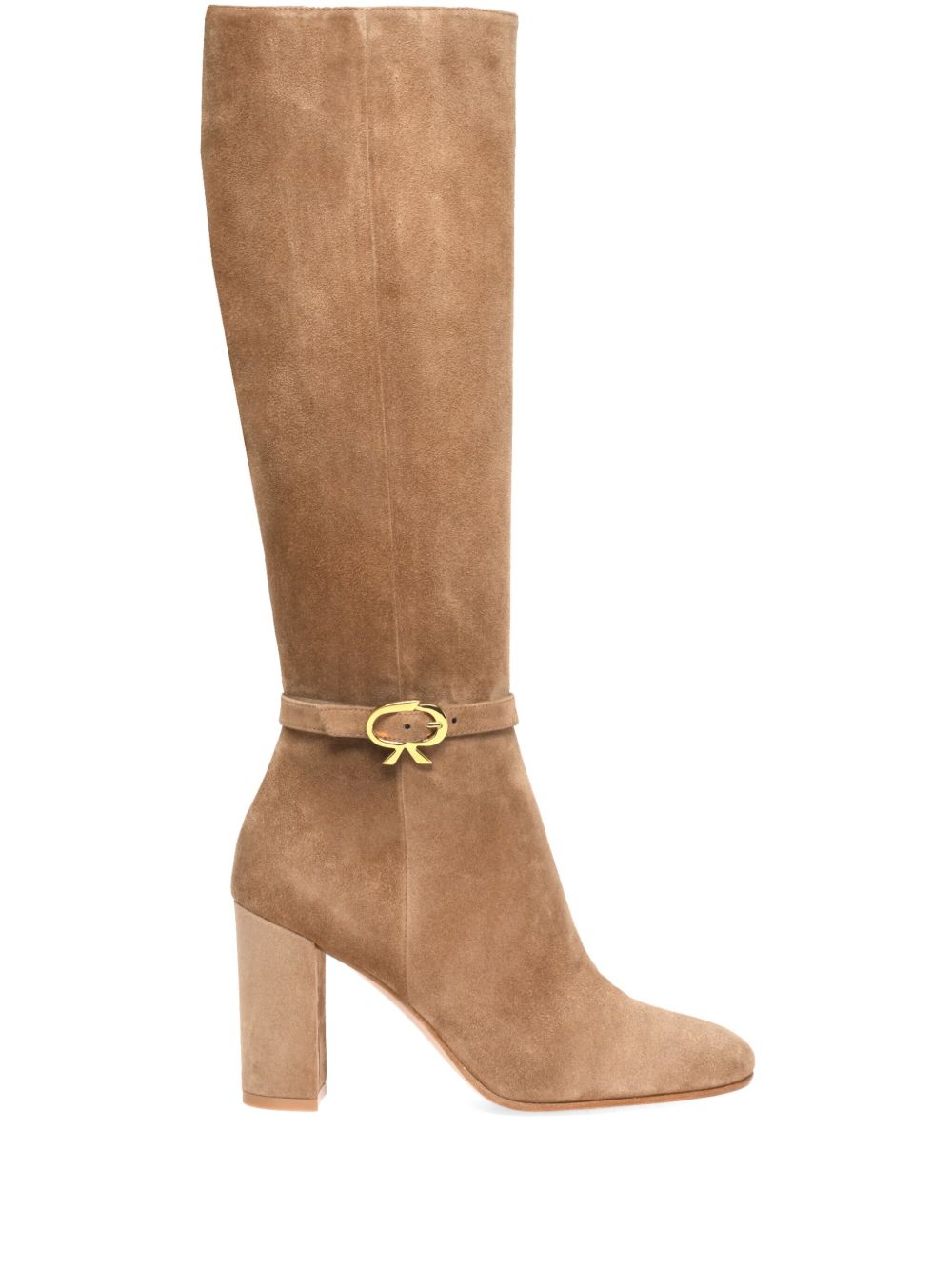 Gianvito Rossi Ribbon Dumont 高跟绒面皮靴 - 中性色