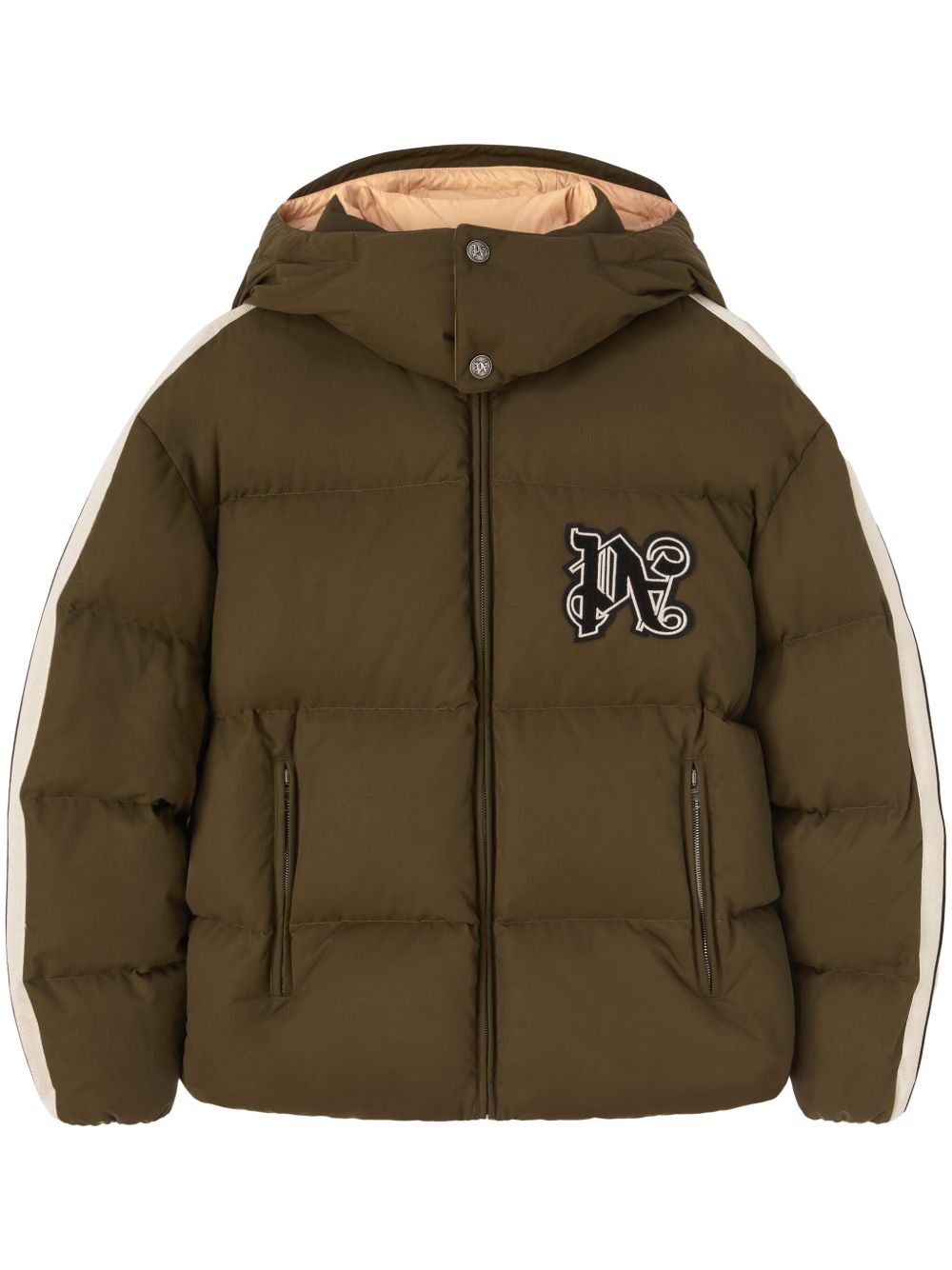 Palm Angels 经典logo羽绒连帽夹克 - 绿色