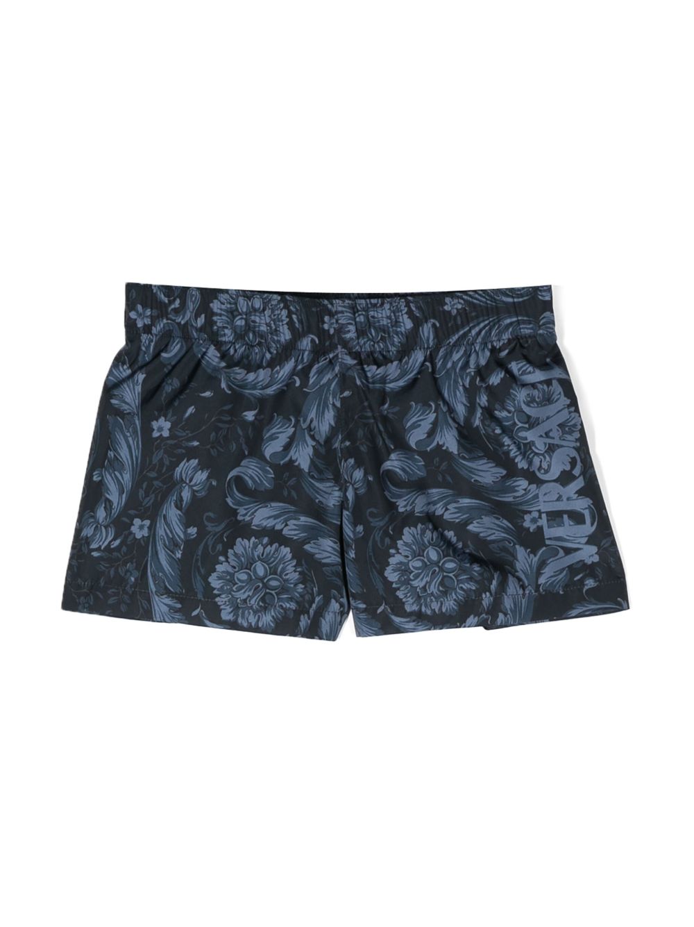 Versace Kids Barocco 印花泳裤 - 蓝色