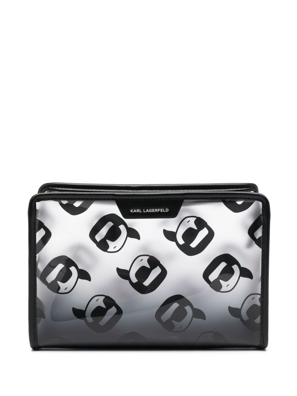 Karl Lagerfeld logo印花半透明化妆包 - 黑色