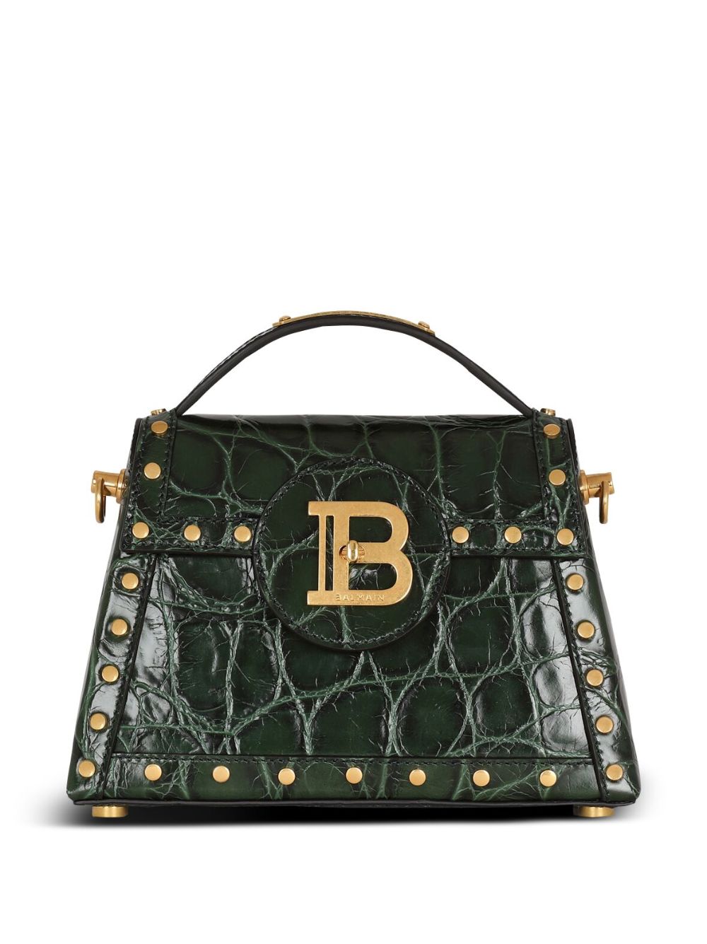 Balmain B-Buzz 仿鳄鱼纹压纹单肩包 - 绿色