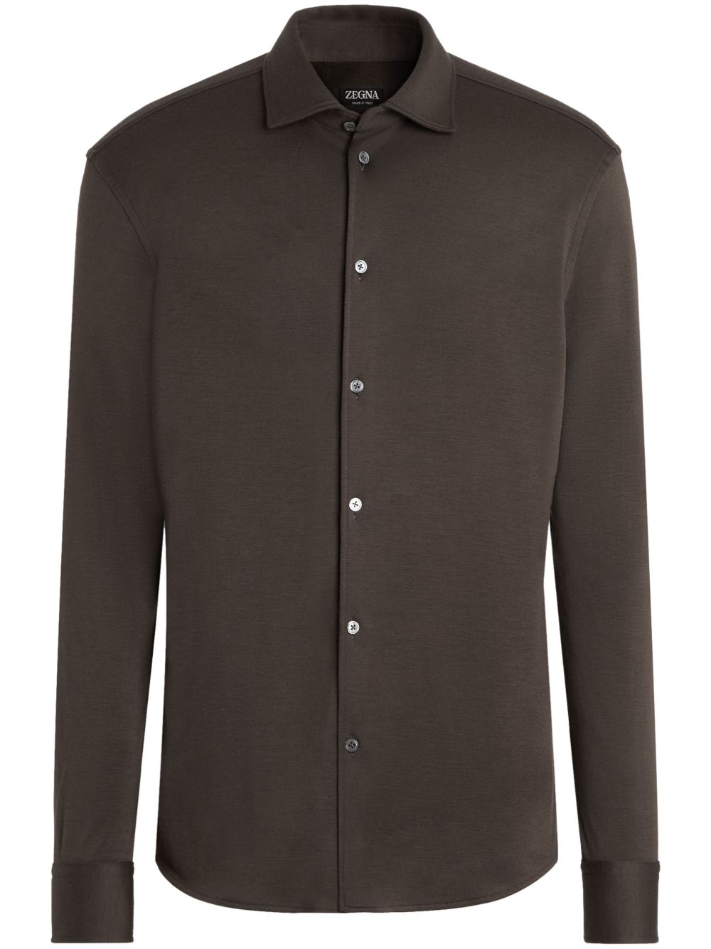 Zegna 长袖尖领衬衫 - 褐色