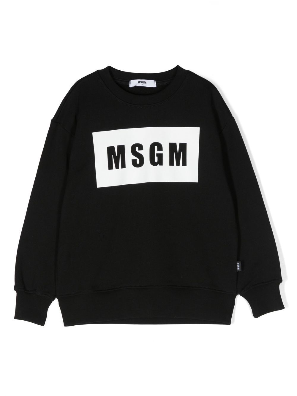 MSGM Kids logo印花棉卫衣 - 黑色