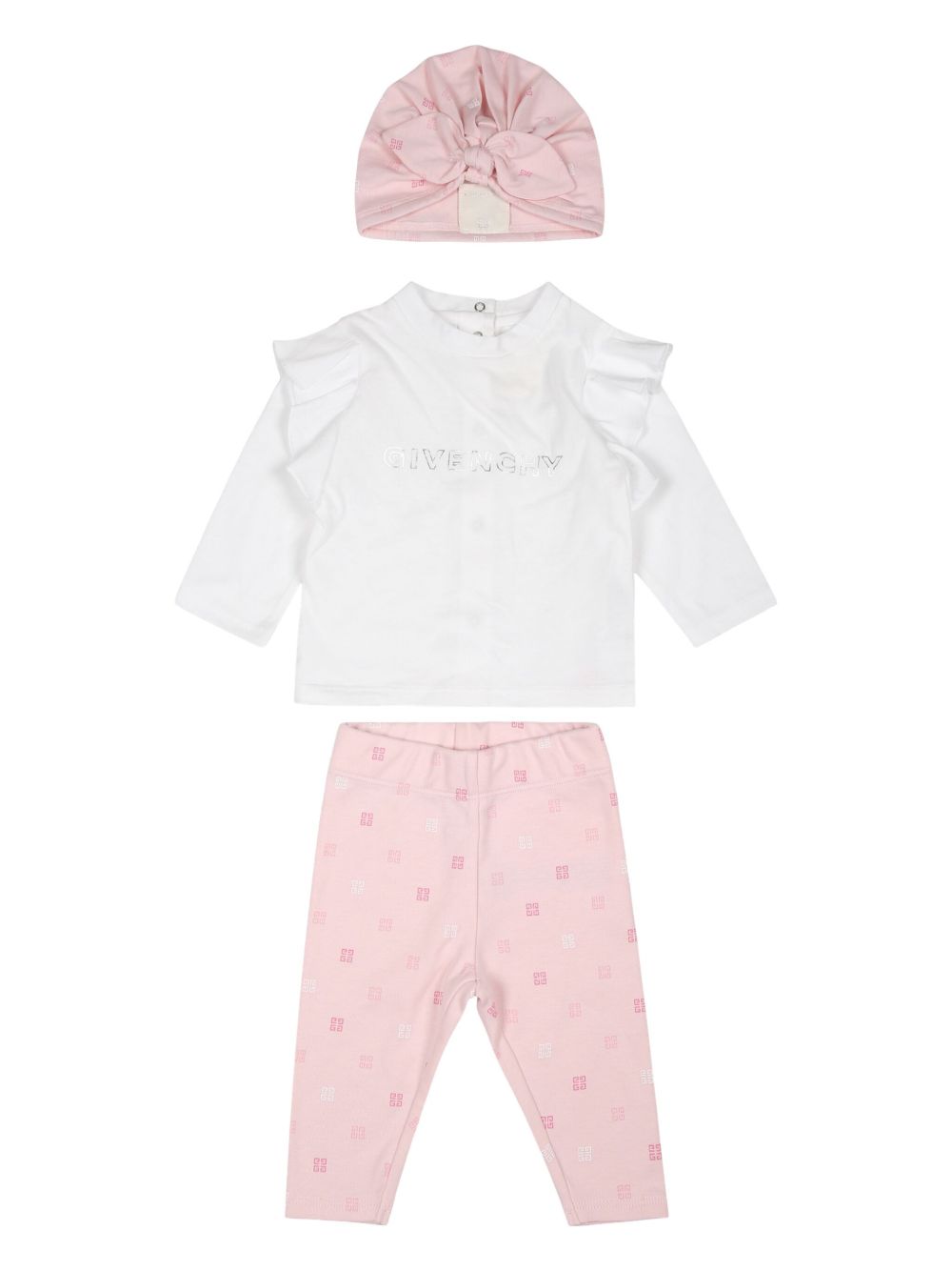 Givenchy Kids logo印花长裤套装 - 粉色
