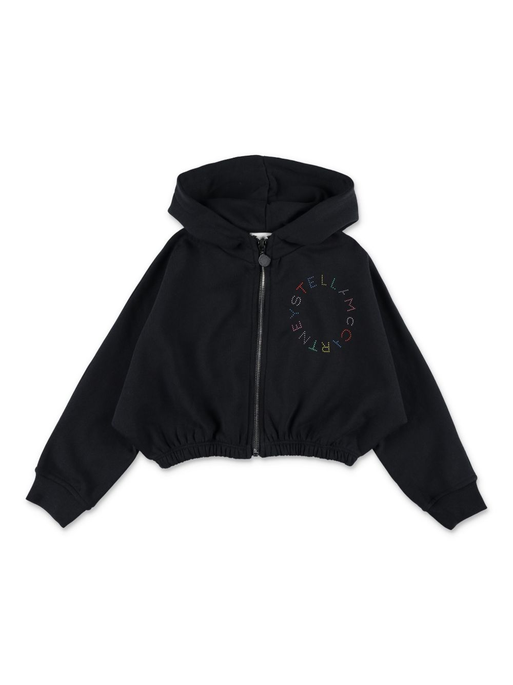 Stella McCartney Kids 晶饰logo连帽衫 - 黑色