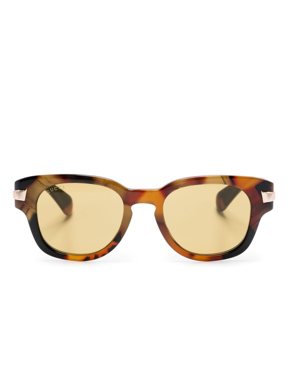 Gucci Eyewear 椭圆形框太阳眼镜 - 褐色