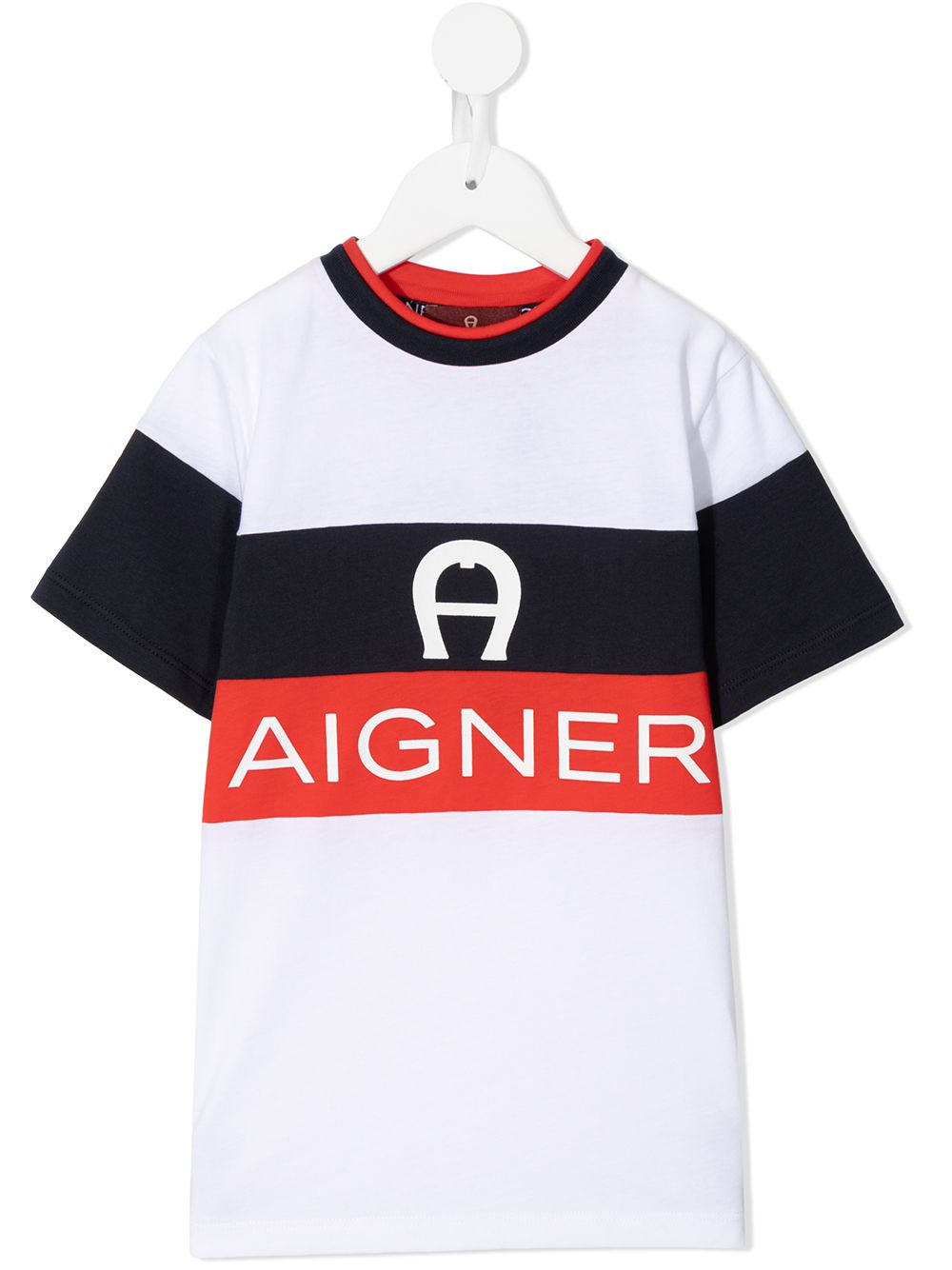 Aigner Kids logo条纹T恤 - 白色