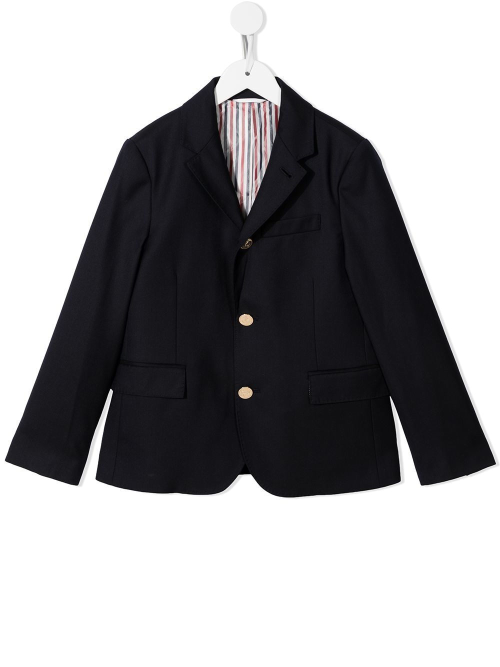 Thom Browne Kids Super 120s 斜纹布西装夹克 - 蓝色