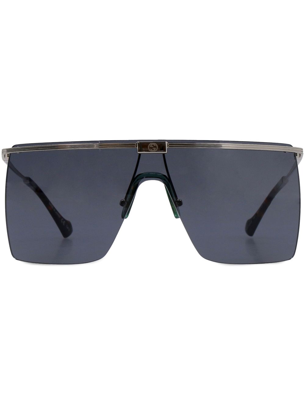 Gucci Eyewear 玳瑁纹效果超大框太阳眼镜 - 银色
